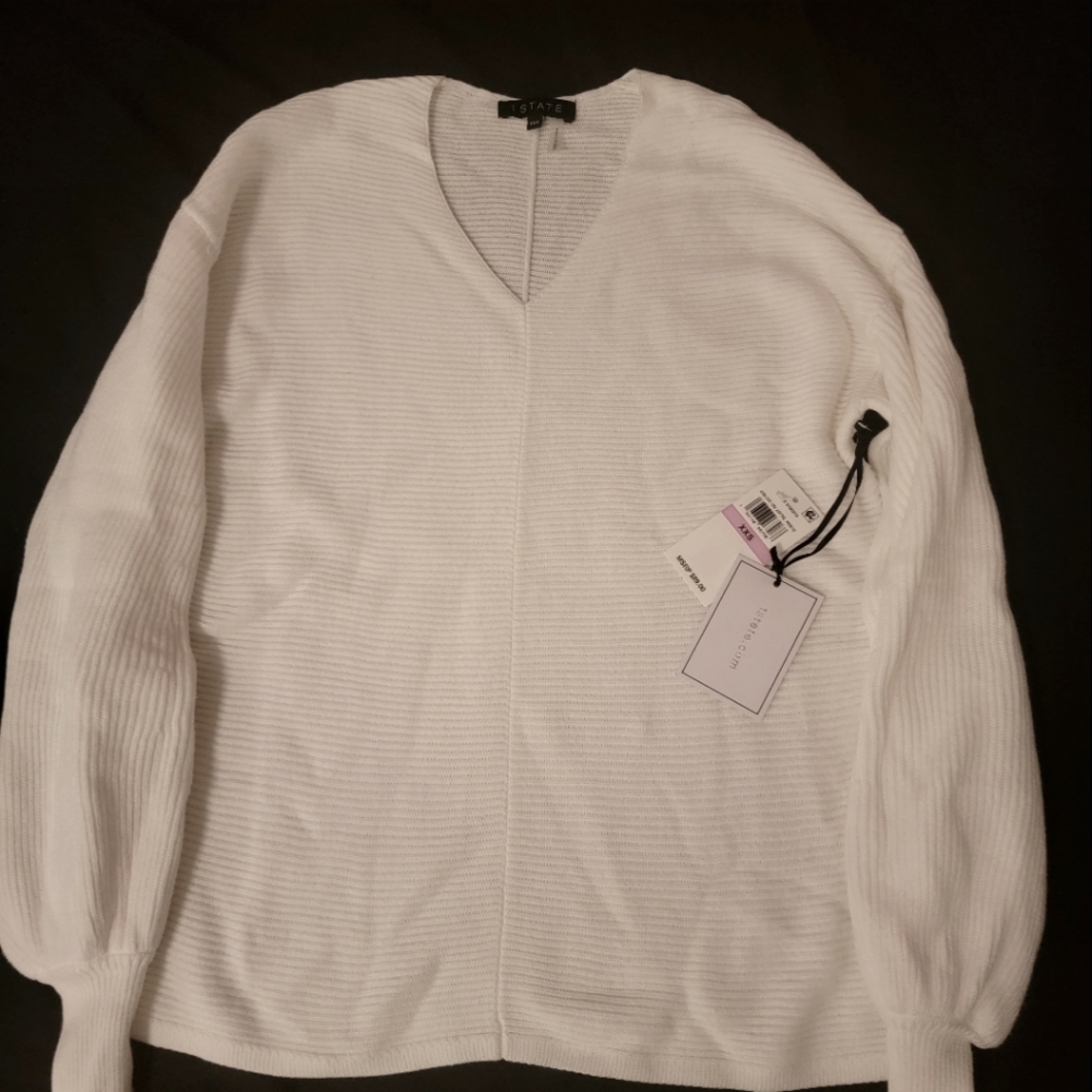 1. State White V-Neck Sweater